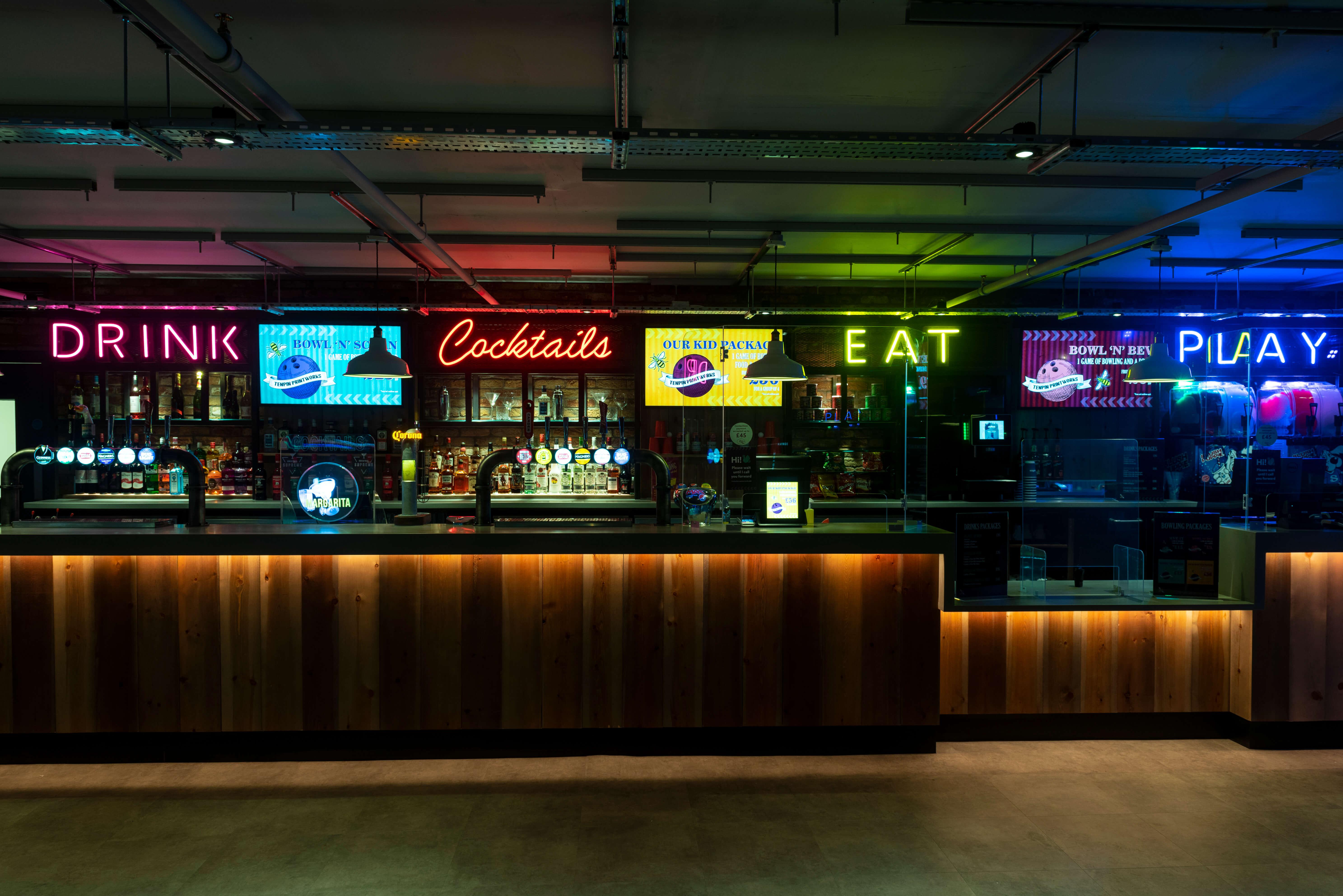 Bar With Neon Signs Tenpin Printworks 2