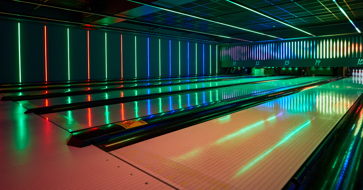 Bowling Lane At Tenpin Lit Up With LED Lighting