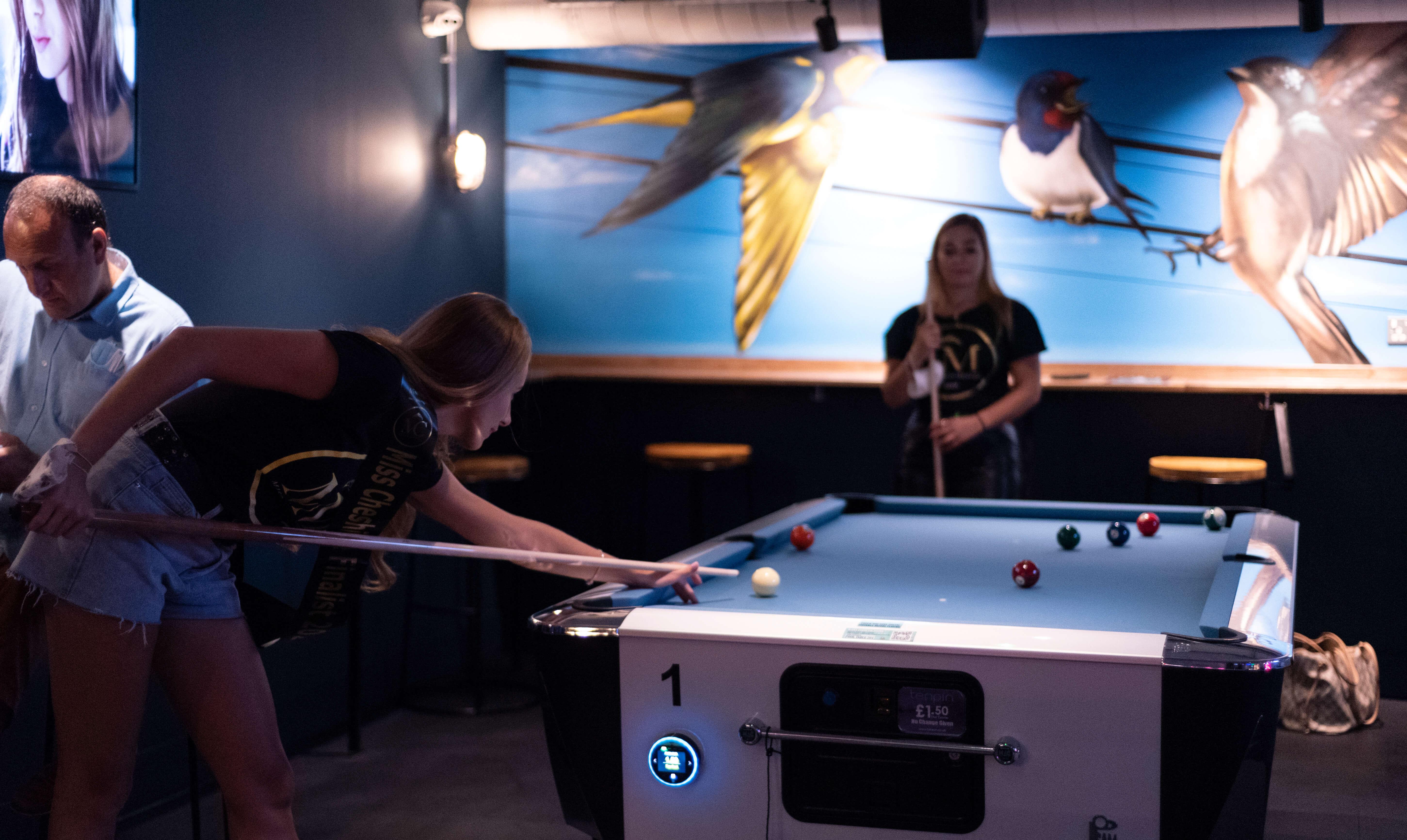 Women Playing Pool Tenpin Printworks 2