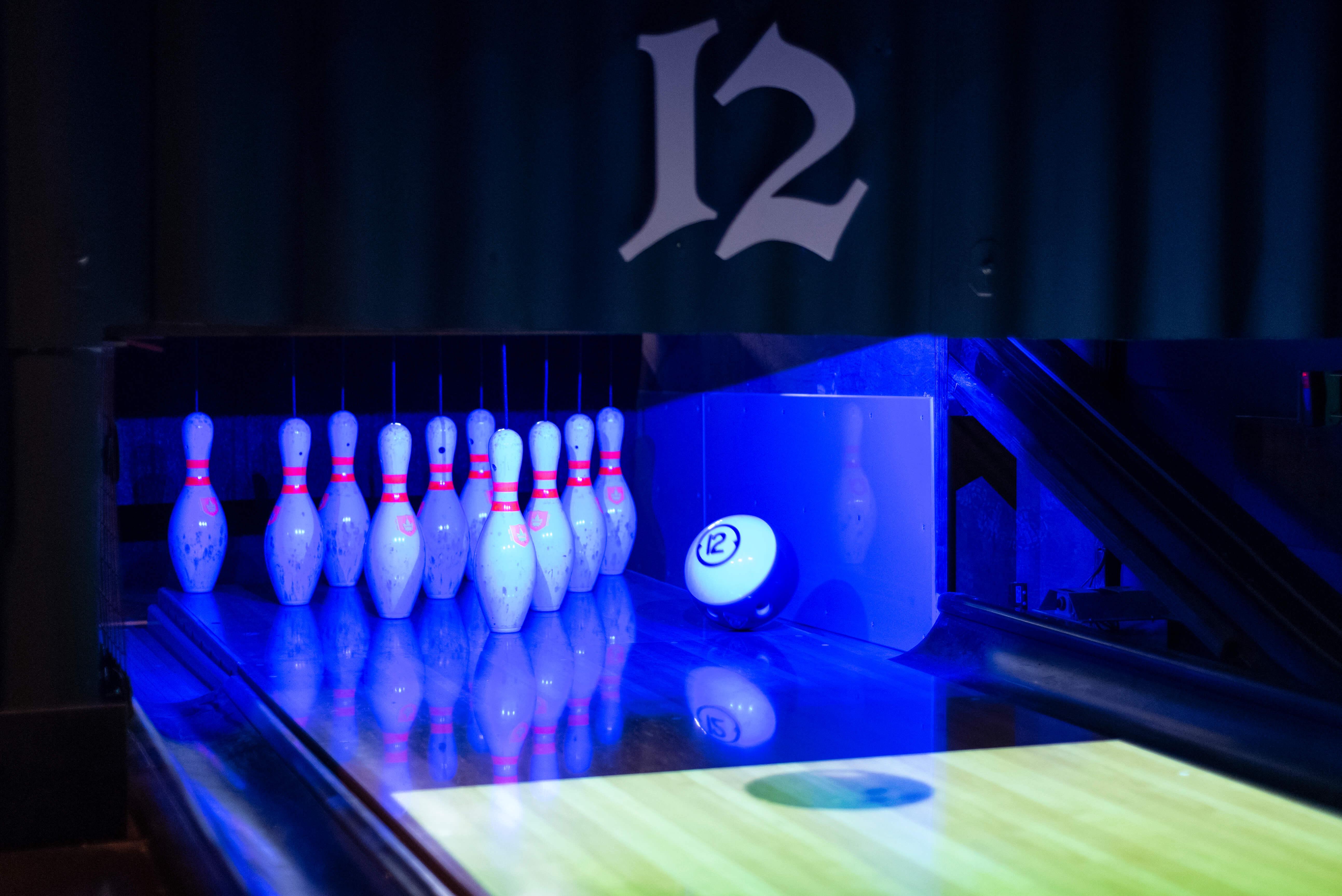 Bowling Pins Being Hit By Ball Tenpin Printworks