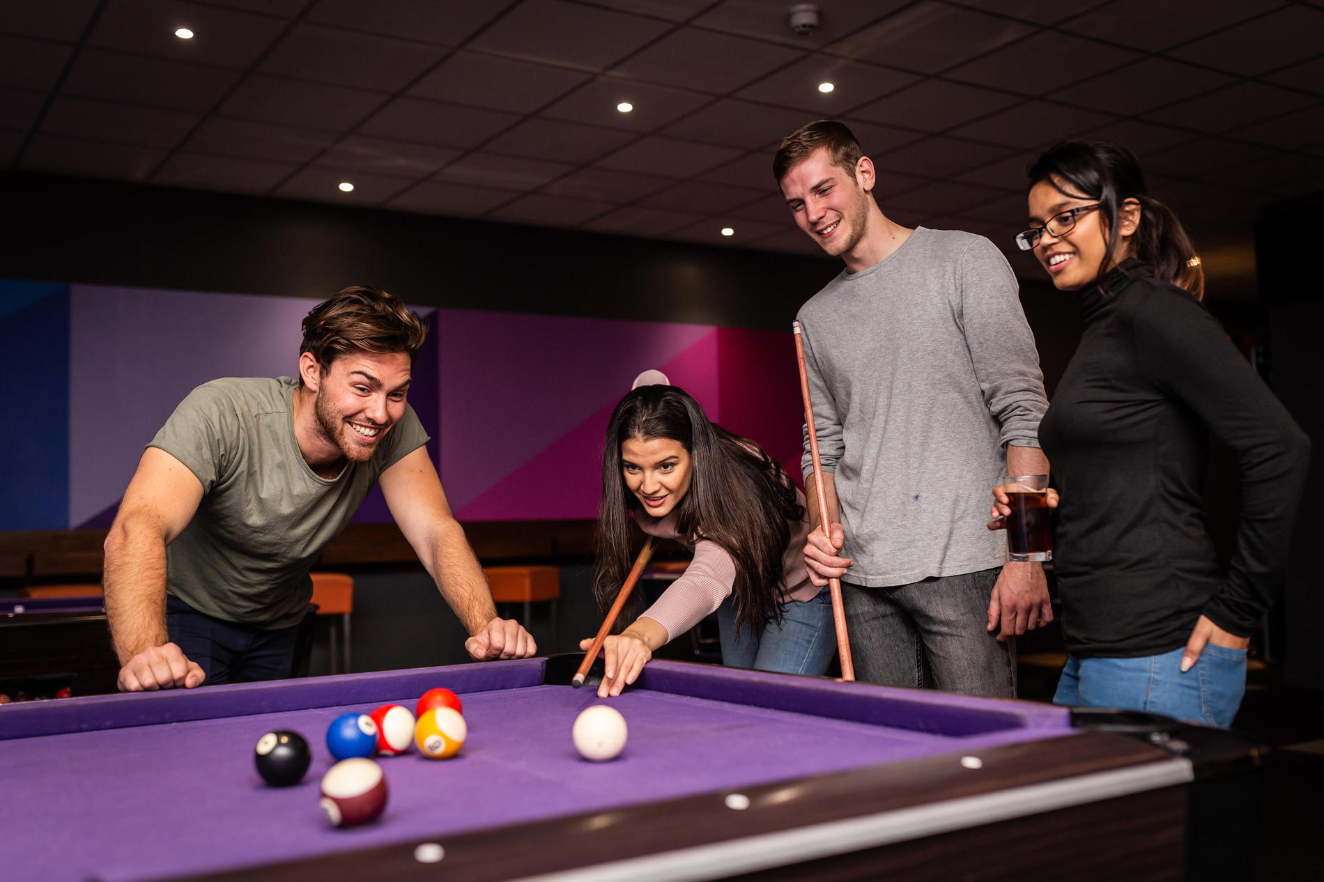 Friends Playing Pool