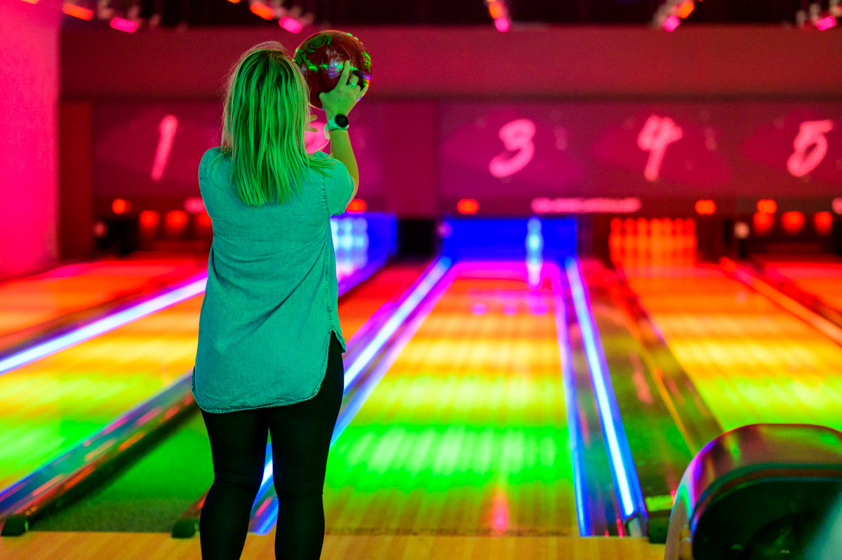 Woman Holding Bowling Ball At Tenpin Walsall