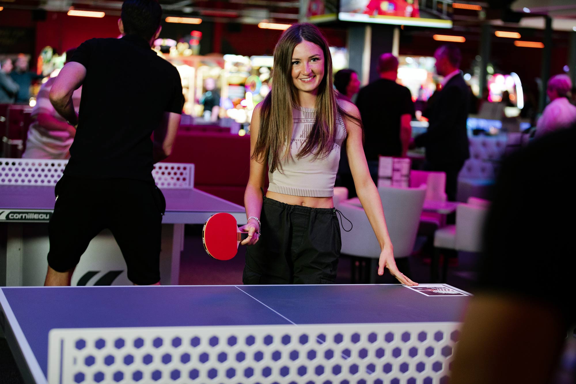 Girl Playing Table Tennis At Tenpin