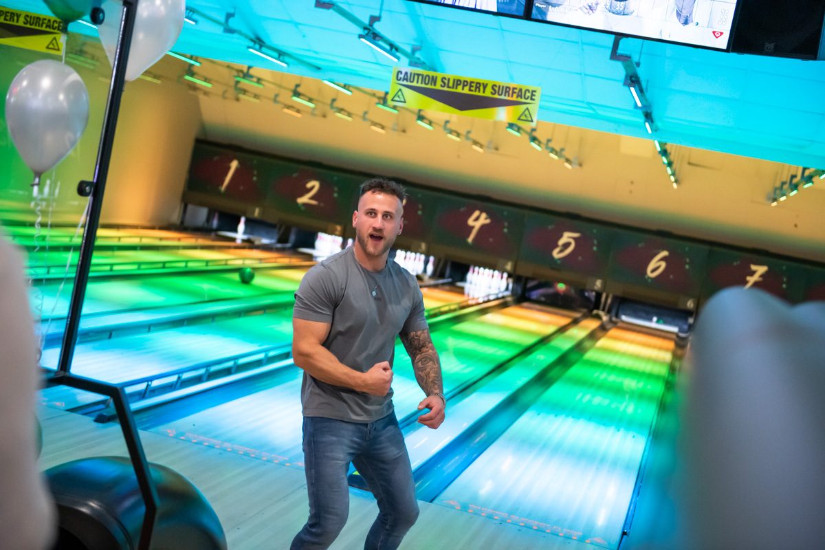 Man Celebrating Bowling Shot