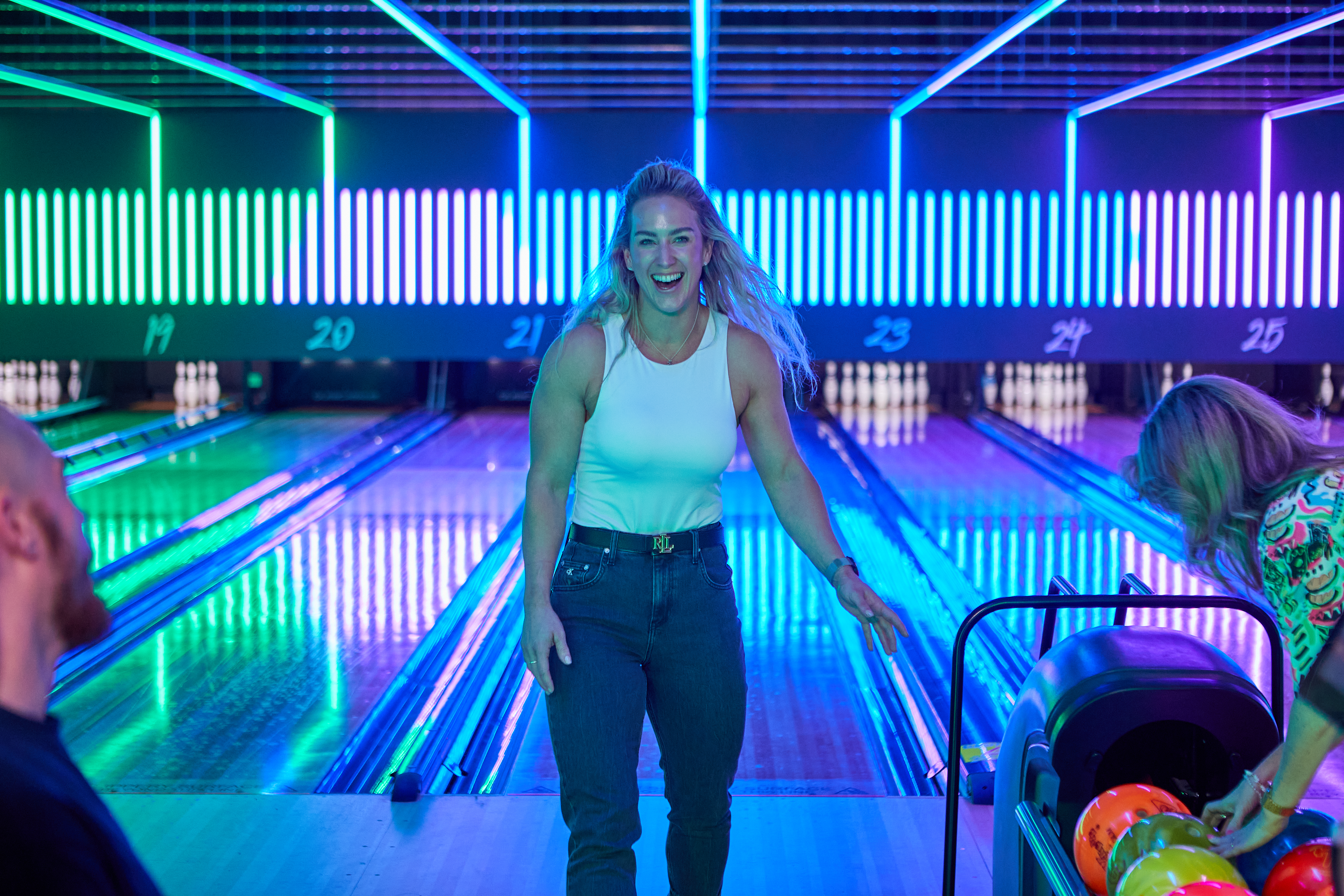Dundee bowling lanes woman looking happy