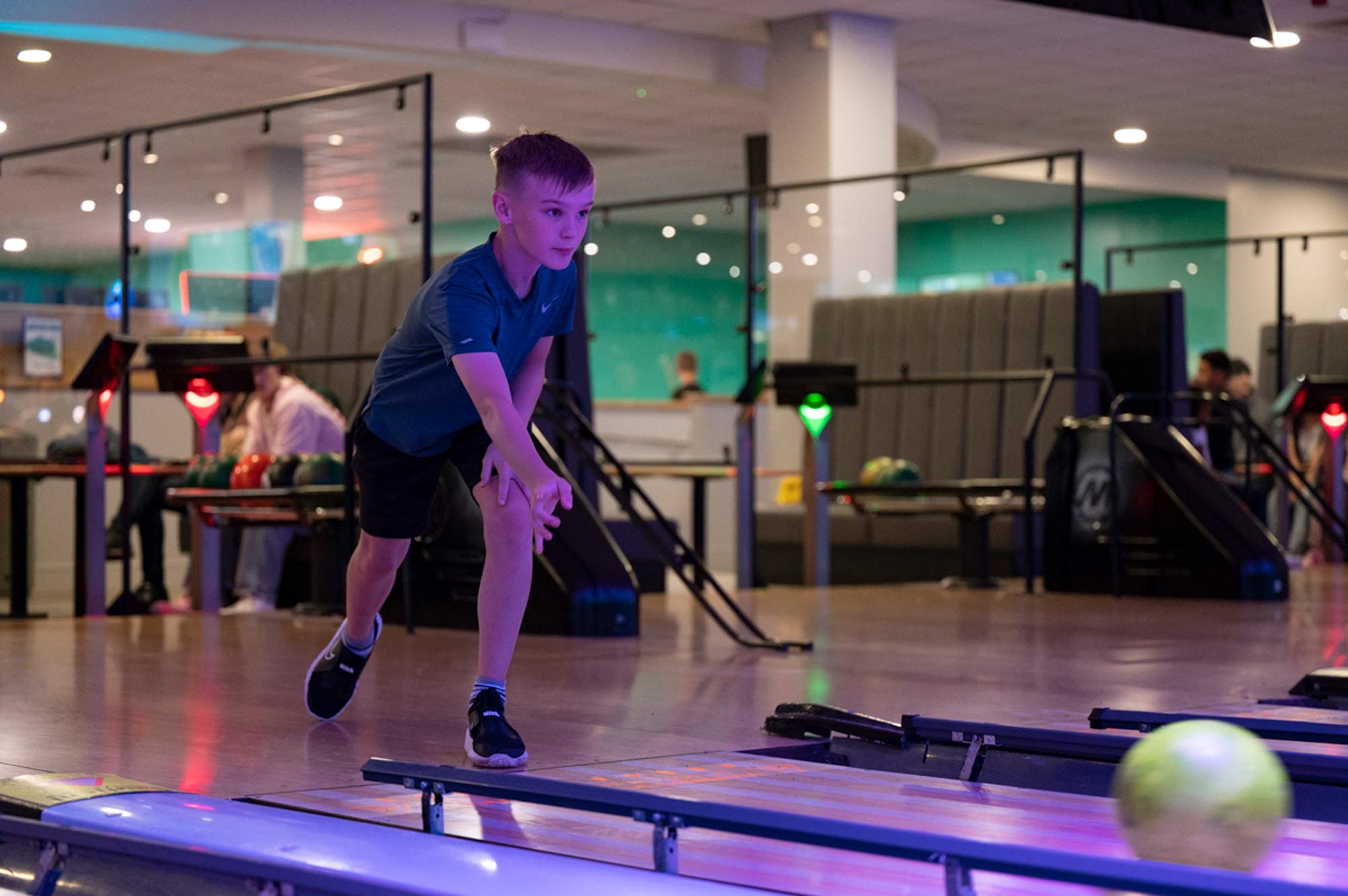 Northampton bowling young boy on the lanes