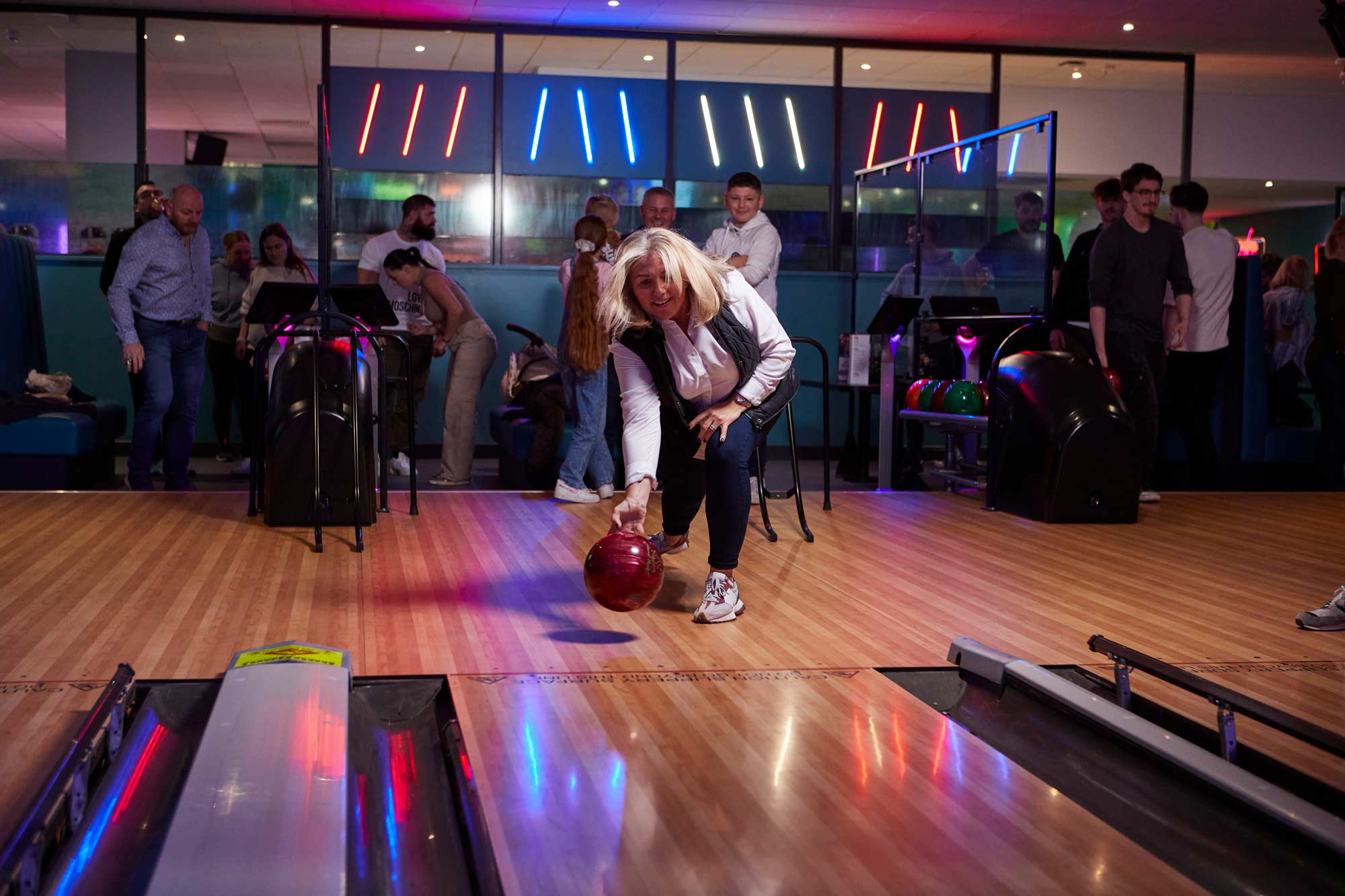 Bowling Stafford Woman Taking Bowling Shot