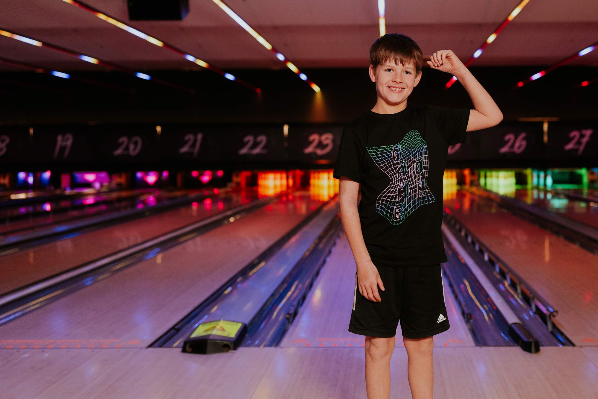 Swindon bowling boy on lanes
